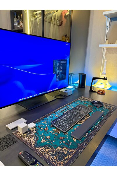 teknoservis 90 x 40 cm Halı Desenli Kaydırmaz Taban Speed Hızlı Yüzey Mousepad Masa Matı