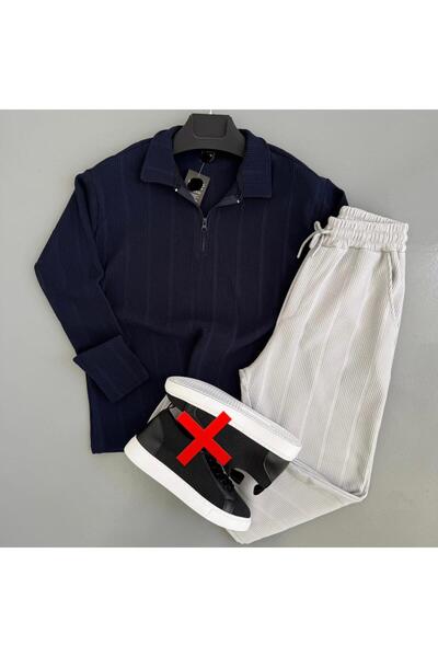 WENMİNG طقم علوي وسفلي من القماش العثماني العادي للرجال بنمط خطوط