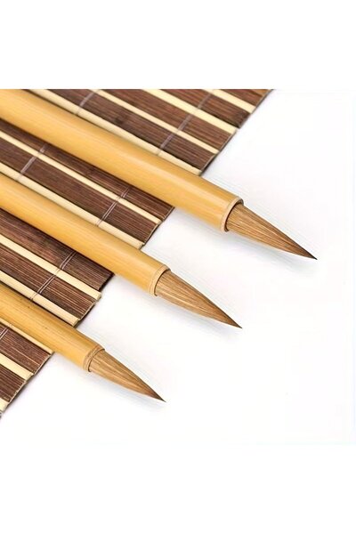 Sanathobi مجموعة فرش تحرير، جودة عالية، شعر ذئب، 3 أحجام مختلفة، مقبض من الخيزران، للرسم على الخزف والزجاج والسيراميك، فرشاة