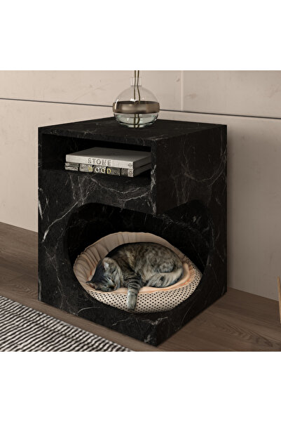 klubeconcept CalmCorner Kedi Köpek Evi ve Sehpa % 100 MDF Mermer Desenli