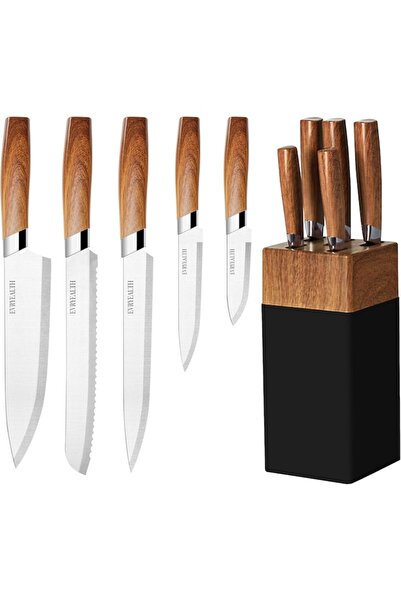 Giftry Set cutite bucatarie Giftry® 5 piese cu suport – lame ultra-ascutite, ...