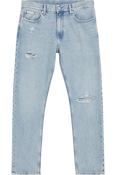 Calvin Klein SLIM STRAIGHT Erkek Mavi Kot Pantolon