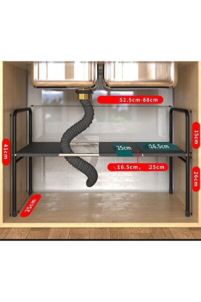 OEM Organizator extensibil sub chiuvetă, 1 nivel, raft metalic cu 3 plăci din...