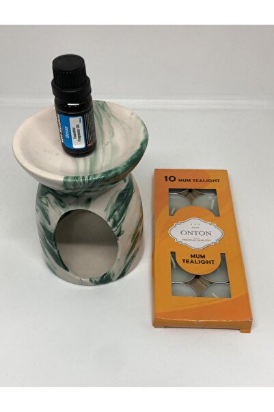 Lebron Buhardanlık Set 10'Lu Mum + Okyanus Uçucu Yağ Buhurdanlık Yağ (Yeşil)