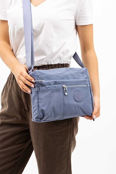 Sanmorris حقيبة كتف نسائية متعددة الأقسام مصنوعة من قماش مجعد مقاوم للماء وحز...