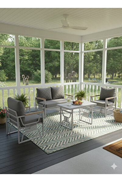 UFUK HOME Rosa 211 Masalı Açık Kahve Dış Mekân Koltuk Takımı – Modern Bahçe & Balkon Seti