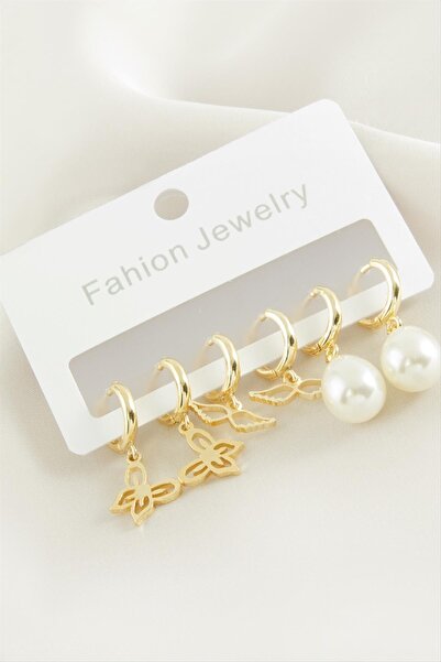 Marsilyan 6 Pieces Wing Butterfly Stone Hoop Earrings