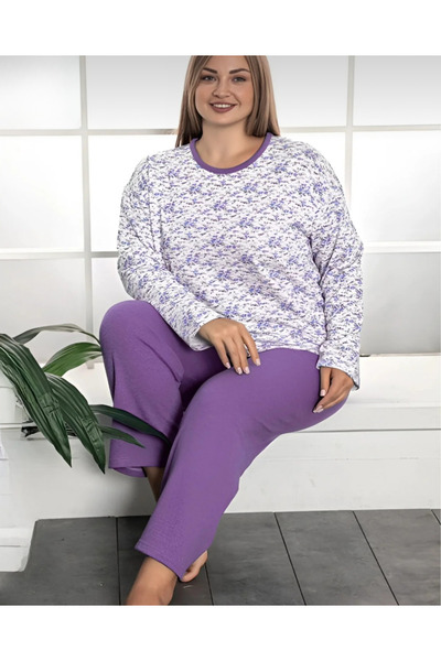 YONCA OUTLET Plus Size Women's Combed Cotton Pajama Set 2Xl–5Xl |   Winter Warm Soft Home Clothing Set (Clover 35089)