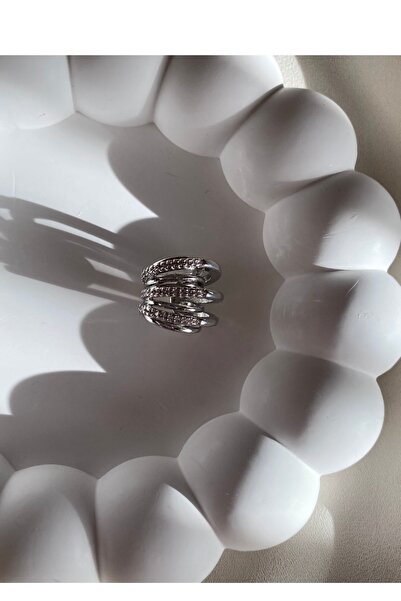 gaila design Zirkon Taşlı Gümüş Renk Earcuff Kıkırdak Küpe