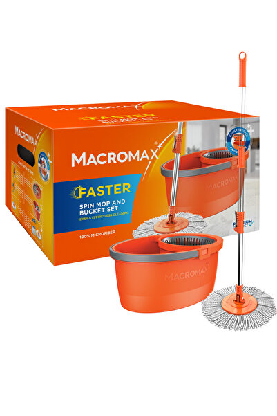 MACROMAX مجموعة ممسحة فاستر سبرينغ 360 درجة سهلة العصر مصنوعة من الألياف الدقيقة