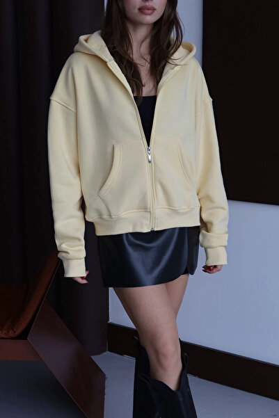 hibiscus 3 Thread Fleece-Lined Hoodie Sweatshirt Frm Yellow P510437