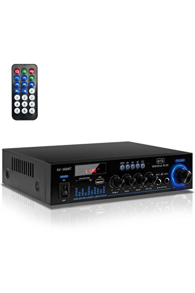 Amplitudo Ltd Mini Hi‑Fi Amplifier 1000W — Bluetooth 5.0, 2 x 60W RMS, FM, SD/USB, for Home or Car