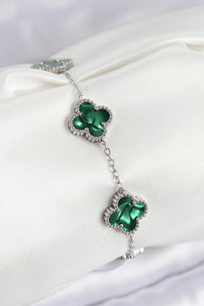 STİL NOKTA Çelik Yeşil Sedefli Van Cleef Bilekliklik