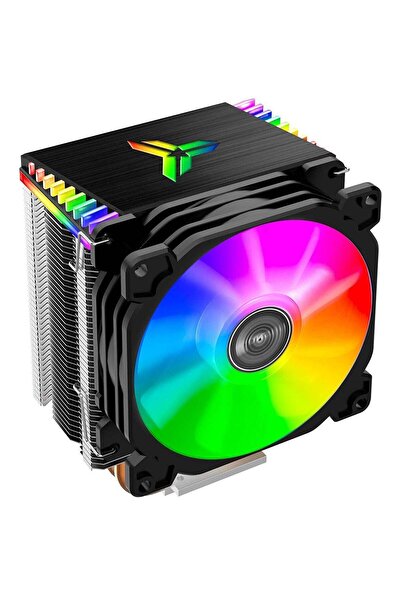 Generic CR1400 RGB CPU Air Cooler, 4 Heat-Pipes, 92mm PWM Fan, ARGB 5V 4-pin, Black