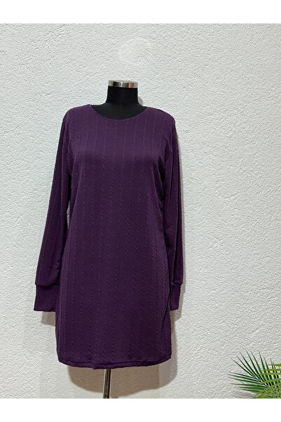 vmeste Mürdüm renkli büyük beden örme triko tunik