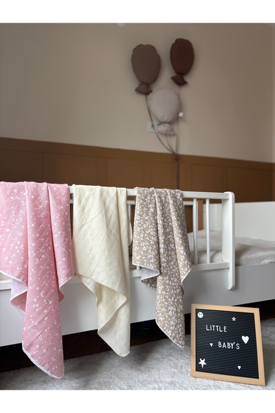 Little Müslin kumaş bebek battaniyesi,Çok amaçlı müslin örtü 3’lü set,%100 pa...