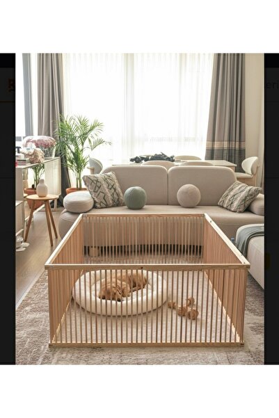 naturbird 2,5cm aralıklı 100x100cm Ahşap Köpek Çiti yükseklik 53 cm