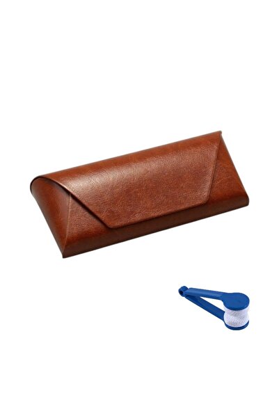 OEM Sunglasses or eyeglasses case, brown color, imitation leather, magnetic closure, 16x6x4cm