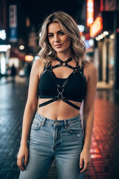 Angels Passion Curea neagră pentru femei, curea de corp cu curele de umăr, de...