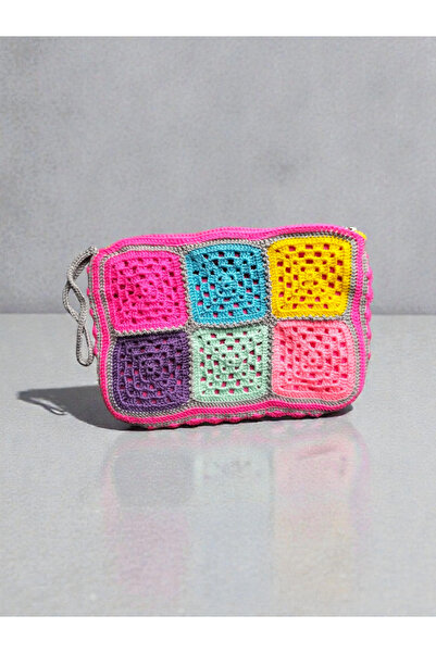 The Fabrics Studio Colorful Patterned Hand Knitted Clutch Bag