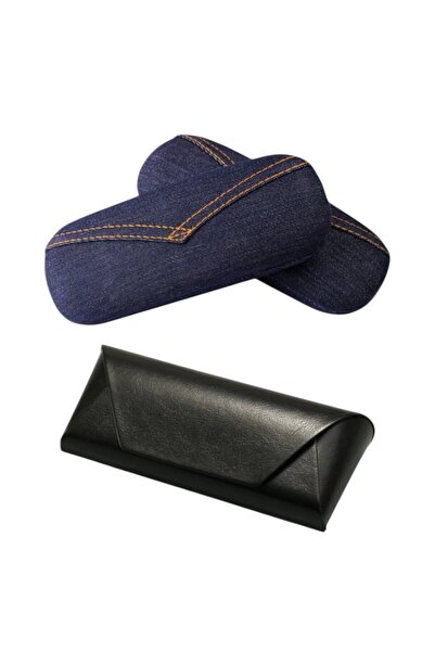 OEM Set of 3 sunglasses cases, Denim Jeans material, universal, dust-resistant, 16x6x4cm