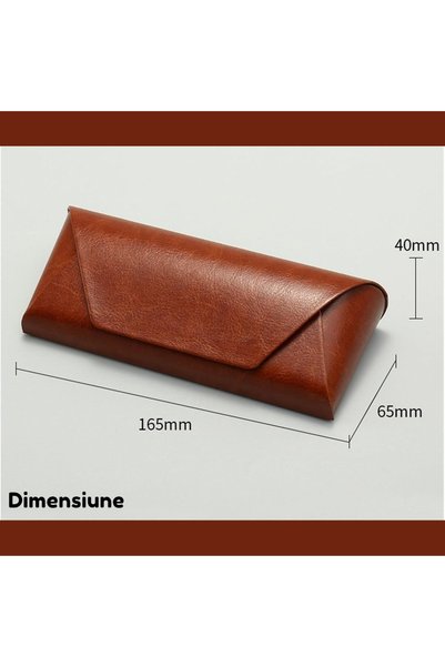 OEM Set 3 tocuri ochelari soare sau vedere, culoare negru si maro, imitatie piele, inchidere magnetica