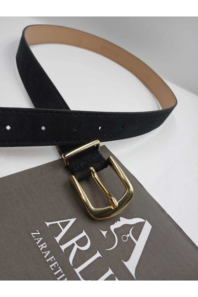 ARLIVA Suede 3cm Gold Plated Buckle Women's Trouser Belt, Dress Belt, Coat Belt