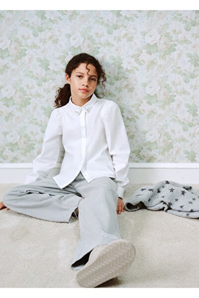 MANGO Kids Boncuklu pamuklu gömlek