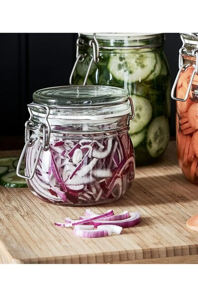 IKEA Sızdırmaz Kapaklı Cam Kavanoz 0.5 Litre Saklama Kavanozu Şeffaf Turşu Ka...