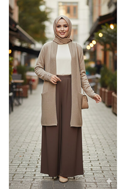 MODA Ζακέτα χρώματος βιζόν με λεπτομέρεια σαλιάρας σε σχήμα σάλιαρας, βαθιά τ...