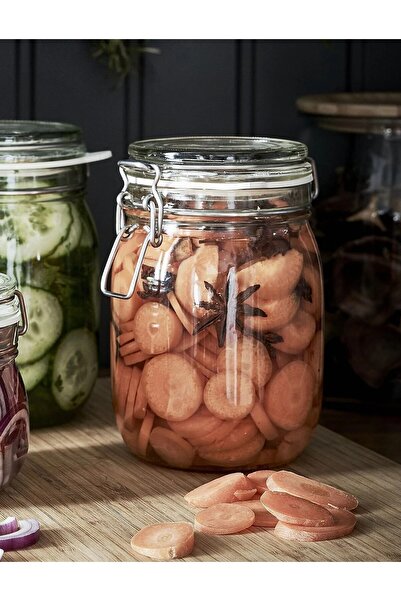 IKEA QUİCK Sızdırmaz Kapaklı Cam Kavanoz 1 Litre Saklama Kavanozu Şeffaf Turş...