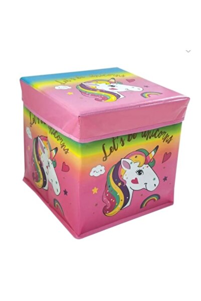 OEM Textile storage box, Unicorn design, pink, 30x30x30 cm