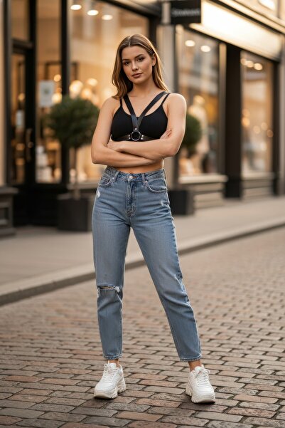 Angels Passion Curea neagră pentru femei, tip ham de corp, cu bretele încruci...