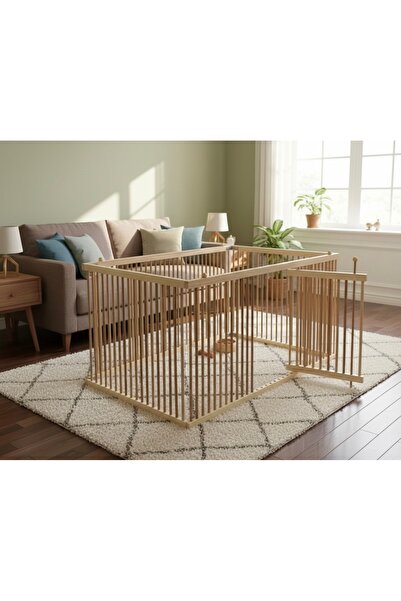 naturbird 2,5cm aralıklı 100x100cm Ahşap Köpek Çiti yükseklik 53 cm
