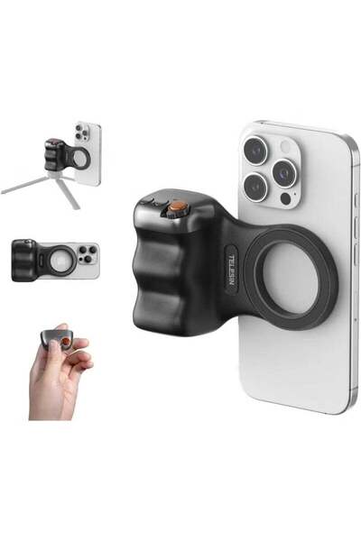 TELESIN قبضة كاميرا الهاتف المغناطيسية Fun Shot - على طراز DSLR مع مصراع لاسل...