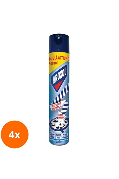 Aroxol Set 4 x Spray Insecticid Universal cu Dubla Actiune, 500 ml