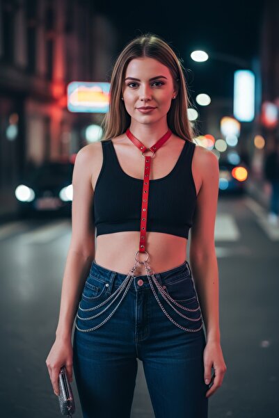 Angels Passion Curea roșie pentru femei cu cataramă reglabilă