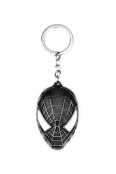 GObuy سلسلة مفاتيح على شكل قناع سبايدر مان، أسود/فضي