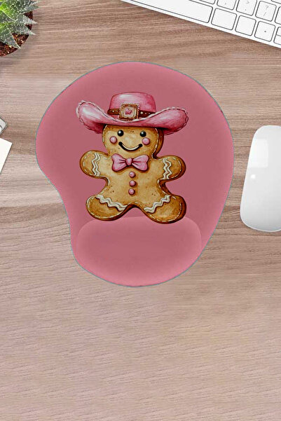 KARMAT لوحة ماوس داملا، بنمط رجل الكعكة الوردية، لوحة ماوس مريحة مع دعم للمعصم، ملحقات الكمبيوتر