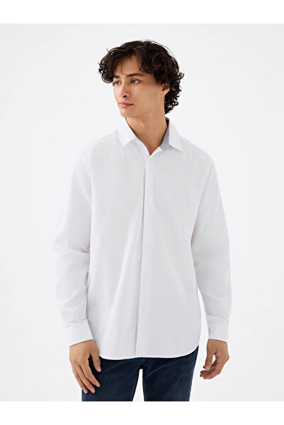 Loft قميص رجالي أبيض ذو قصة عادية Lf2036766