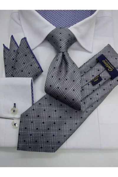 Gutiero ربطة عنق كلاسيكية منقوشة باللون الرمادي