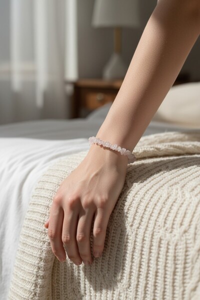 Pisidesa Pink Quartz Cracked Stone & Copper Handmade Bracelet |   Minimal – Natural – Spiritual