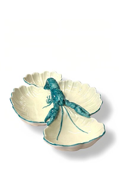 La Ceramica VBC V.B.C La Ceramica - Mavi Istakoz 4 Bölmeli Servis Tabağı (40x...
