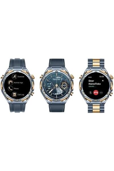 HAINOTEKO Round Smart Watch with 3 Pair Strap with Wireless Charger (RW 69 Bl...