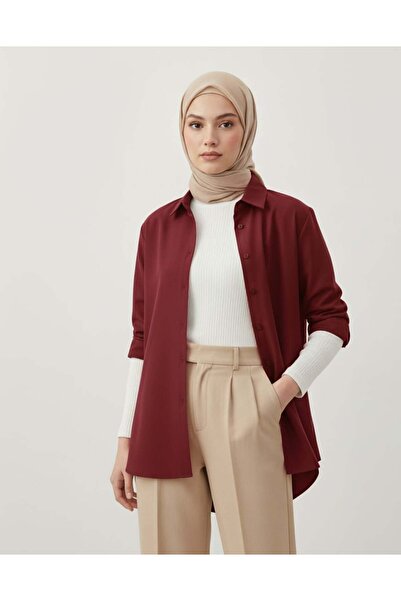 Asil Modest Kadın Oversize Uzun Basic Gömlek