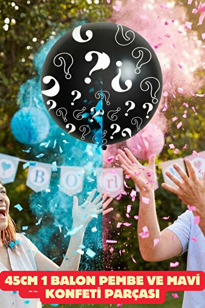Baloncu Dede Pembe ve Mavi Konfeti Parçaları Cinsiyet Balonu Baby Shower Cins...