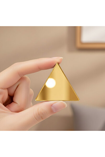 pleksisanati (30 ADET) Dekoratif 3 Boyutlu Gümüş - Gold Mini Üçgen Aynalar - ...