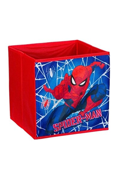 OEM Foldable textile storage box, Spiderman pattern, red, 25x25x25 cm
