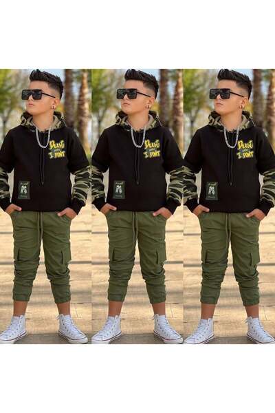 Bisahane طقم من قطعتين للأولاد بنمط التمويه