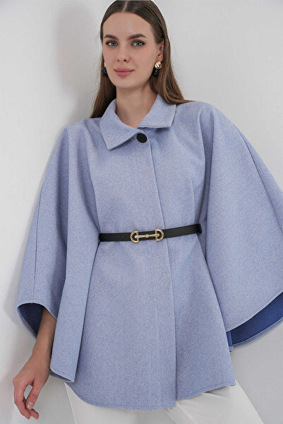 Cistern İstanbul Women's Belt Detailed Cashmere Poncho